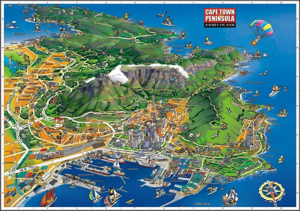 Cape Town Birds Eye View Map